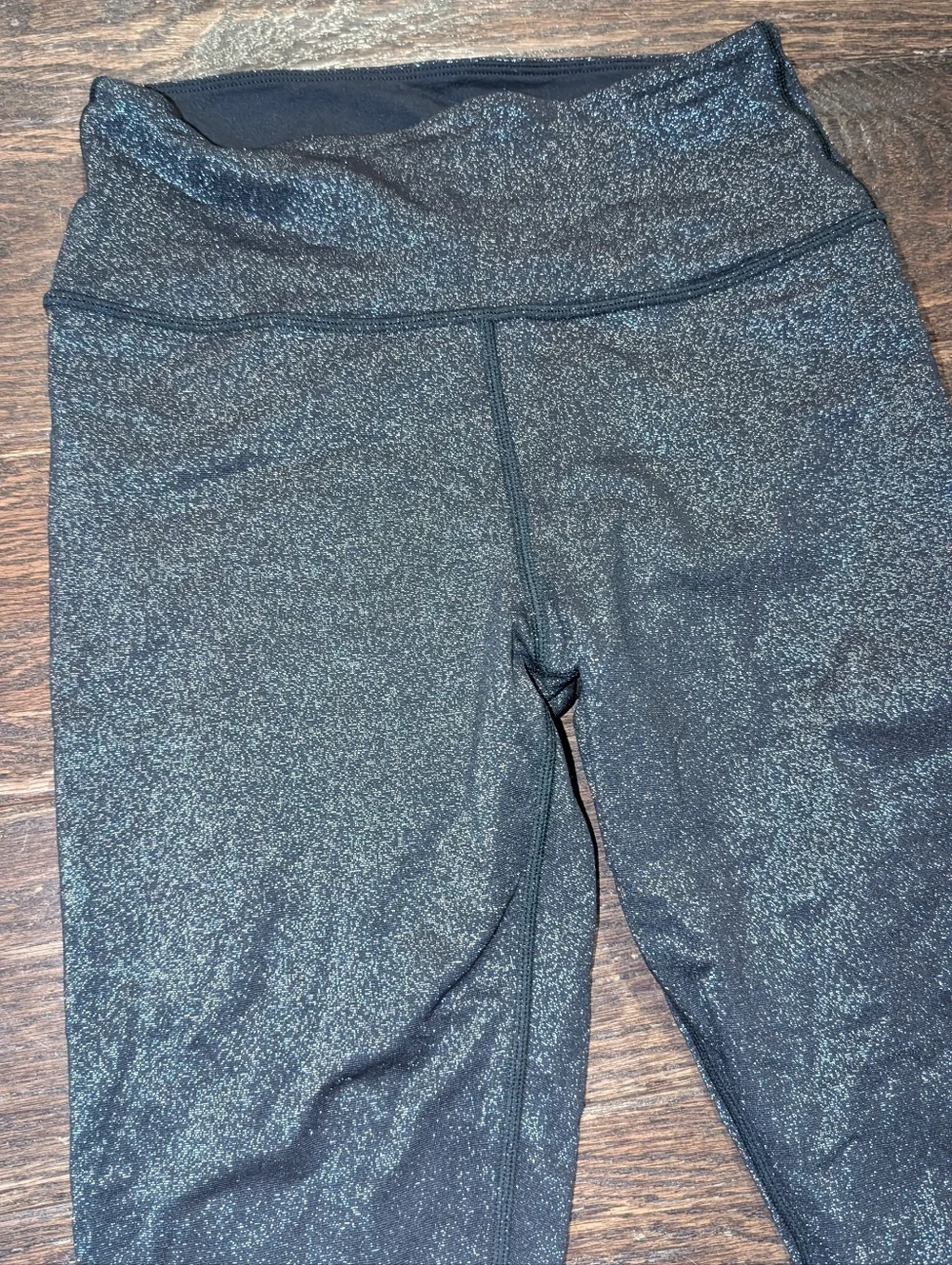 Alo Mid Rise Full Length Leggings Black Silver Sparkly